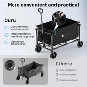 Collapsible Utility Cart with Wheels, 150L Lightweight Foldable, Portable Rolling Wagon for Garden, Shopping, Sports, Camping, Transport - Hombetta
