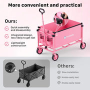 Collapsible Utility Cart with Wheels, 150L Lightweight Foldable, Portable Rolling Wagon for Garden, Shopping, Sports, Camping, Transport - Hombetta