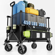 Heavy Duty All-Terrain Folding Utility Cart with Brake, 150L–300L Expandable Double Decker, Large Wheel for Camping, Beach, Sports, Grocery & Outdoor - Hombetta