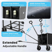 Collapsible Utility Cart with Wheels, 150L Lightweight Foldable, Portable Rolling Wagon for Garden, Shopping, Sports, Camping, Transport - Hombetta