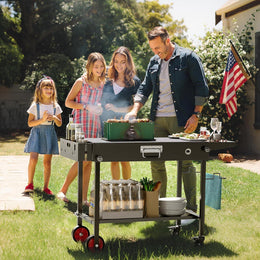 HOMBETTA Portable Grill Table Cart with Wheels, All-Terrain Blackstone Griddle Stand for 17