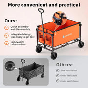 Collapsible Utility Cart with Wheels, 150L Lightweight Foldable, Portable Rolling Wagon for Garden, Shopping, Sports, Camping, Transport - Hombetta