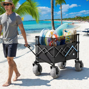 HOMBETTA Utility Foldable Cart,450LBS Heavy Duty Beach Wagon,All-Terrain with Big Wheels for Sand, Capacity 380L for Groceries, Camping, Sports - Hombetta