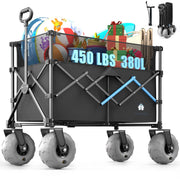 HOMBETTA Utility Foldable Cart,450LBS Heavy Duty Beach Wagon,All-Terrain with Big Wheels for Sand, Capacity 380L for Groceries, Camping, Sports - Hombetta
