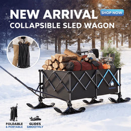 HOMBETTA Foldable Snow Sled Wagon for Winter Outdoor Use & Gear Transport - Hombetta